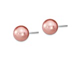 Rhodium Over Sterling Silver 10-11mm White/Pink/Black Imitaion Shell Pearl Earring Set