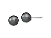 Rhodium Over Sterling Silver 10-11mm White/Pink/Black Imitaion Shell Pearl Earring Set