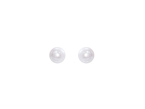 9-10mm Button White Freshwater Pearl Sterling Silver Stud Earrings