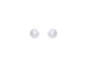 9-10mm Button White Freshwater Pearl Sterling Silver Stud Earrings