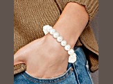 8-9mm White Near-round Freshwater Cultured Pearl Stretch Bracelet