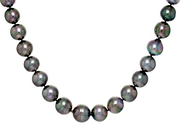 Picture of Aubergine Tahitian Cultured Pearl 14k Yellow Gold 20 Inch Strand Necklace