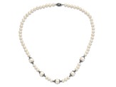 Rhodium Over Sterling Silver 6-9mm Freshwater Cultured Pearl 5-station Necklace