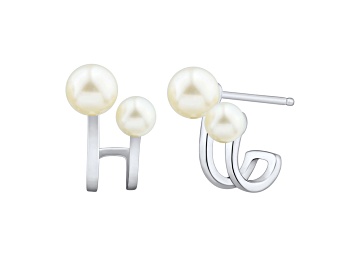 Picture of 4-4.5mm and 6-6.5mm Round White Freshwater Pearl Sterling Silver Earrings