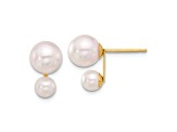 14K Yellow Gold 4-5mm and 6-7mm White Akoya Cultured Pearl Post Earrings