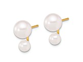 14K Yellow Gold 4-5mm and 6-7mm White Akoya Cultured Pearl Post Earrings