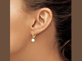 14K Yellow Gold 6-7mm White Round Freshwater Cultured Pearl Leverback Earrings