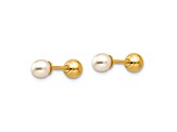 14K Yellow Gold Reversible 3.75-4mm Freshwater Cultured Pearl and Gold Ball Earrings