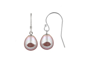 7-7.5mm pink Cultured Freshwater Pearl Rhodium Over Sterling Silver Earrings