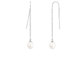 7-8mmWhite Cultured Freshwater Pearl Rhodium Over Sterling Silver Earrings