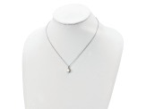Rhodium Over Sterling Silver 7-8mm White Button Freshwater Cultured Pearl Cubic Zirconia Necklace