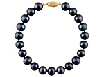 14k Yellow Gold 5-6mm Black Freshwater Pearl Bracelet