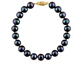 14k Yellow Gold 5-6mm Black Freshwater Pearl Bracelet