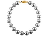 14k Yellow Gold 5-6mm Gray Freshwater Pearl Bracelet