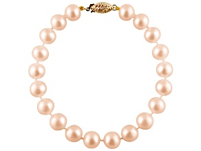 14k Yellow Gold 5-6mm Pink Freshwater Pearl Bracelet