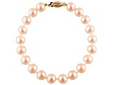 14k Yellow Gold 5-6mm Pink Freshwater Pearl Bracelet