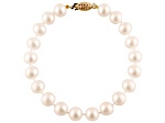 14k Yellow Gold 5-6mm White Freshwater Pearl Bracelet