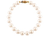 14k Yellow Gold 5-6mm White Freshwater Pearl Bracelet