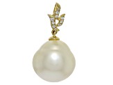 Golden South Sea Cultured Pearl and Diamonds 14K Yellow Gold Pendant