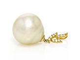 Golden South Sea Cultured Pearl and Diamonds 14K Yellow Gold Pendant