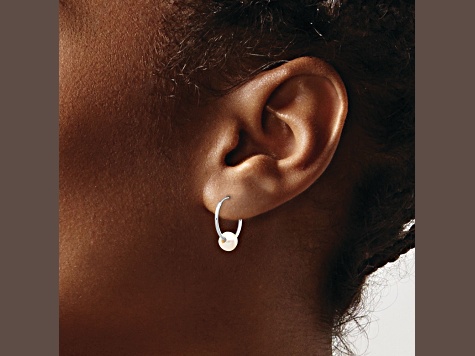 Rhodium Over 14K White Gold 5-6mm White Freshwater Cultured Pearl Endless Hoop Earrings