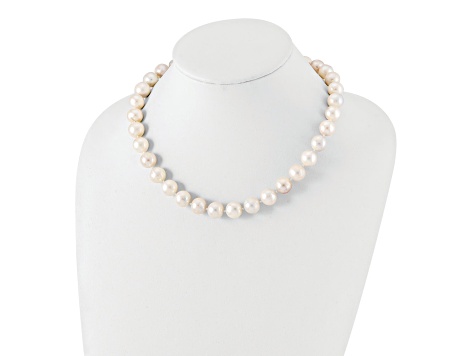 Rhodium Over Sterling Silver 12-13mm White Freshwater Cultured Pearl Necklace