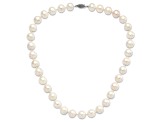 Rhodium Over Sterling Silver 12-13mm White Freshwater Cultured Pearl Necklace