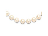 Rhodium Over Sterling Silver 7-8mm White Freshwater Cultured Pearl Necklace