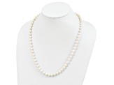 Rhodium Over Sterling Silver 7-8mm White Freshwater Cultured Pearl Necklace