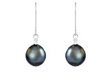 14k white gold leverback earrings with .10CT DTW and 8-9mm Tahitian pearls