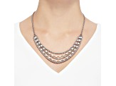4-4.5mm Round White Freshwater Pearl Sterling Silver Multi-Strand Bib Style Necklace
