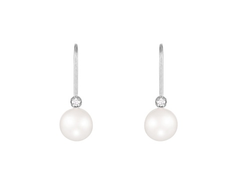 14k White Gold Leverback Earring with 6mm Freshwater Pearl and