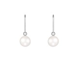 14k White Gold Leverback Earring with 6mm Freshwater Pearl and .06CT DTW
