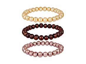 Cultured Freshwater Pearl Set of 3 Stretch Pearl