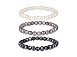 Cultured Freshwater Pearl Set of 3 Stretch Pearl