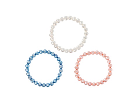 Cultured Freshwater Pearl Set of 3 Stretch Pearl