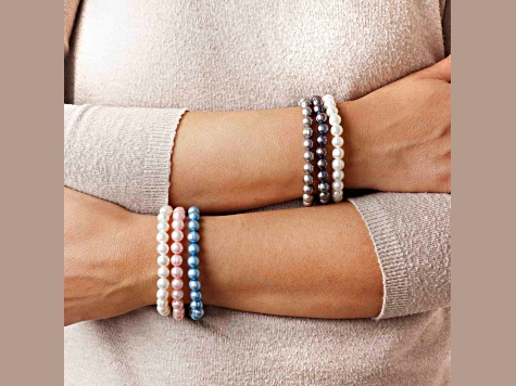 Cultured Freshwater Pearl Set of 3 Stretch Pearl