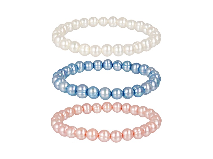 Cultured Freshwater Pearl Set of 3 Stretch Pearl