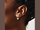 14K Yellow Gold White Semi-round Freshwater Cultured 3 Pearl Hoop Earrings