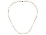 Rhodium Over Sterling Silver 8-9mm White Freshwater Cultured Pearl Necklace