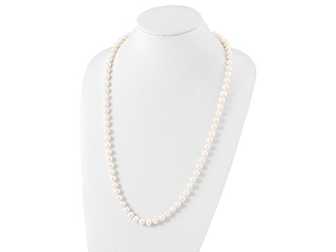 Rhodium Over Sterling Silver 8-9mm White Freshwater Cultured Pearl Necklace