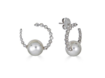 Picture of 18KW Earrings, 0.83 ctw , 10.5-10mm Cultured Pearls