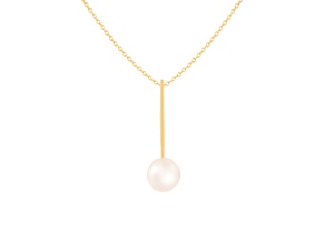 14k Yellow Gold 8mm Cultured Freshwater pearl Pendant, 18" Chain Included