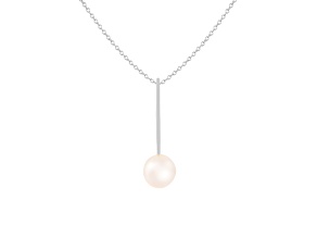 14k White Gold 8mm Cultured Freshwater pearl Pendant, 18" Chain Included