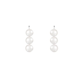 4.5-5mm White Cultured Freshwater Pearl Rhodium Over Sterling Silver Earrings