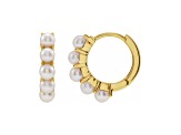 14K Yellow Gold Round Freshwater Pearl Hoop Earrings