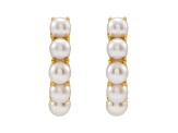 14K Yellow Gold Round Freshwater Pearl Hoop Earrings