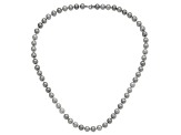 Rhodium Over Sterling Silver 7-8mm Gray Freshwater Pearl Earring Bracelet Necklace Set