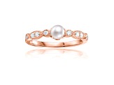 Freshwater Pearl with Moissanite Accents 18K Rose Gold Over Sterling Silver Ring