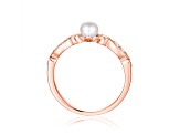 Freshwater Pearl with Moissanite Accents 18K Rose Gold Over Sterling Silver Ring